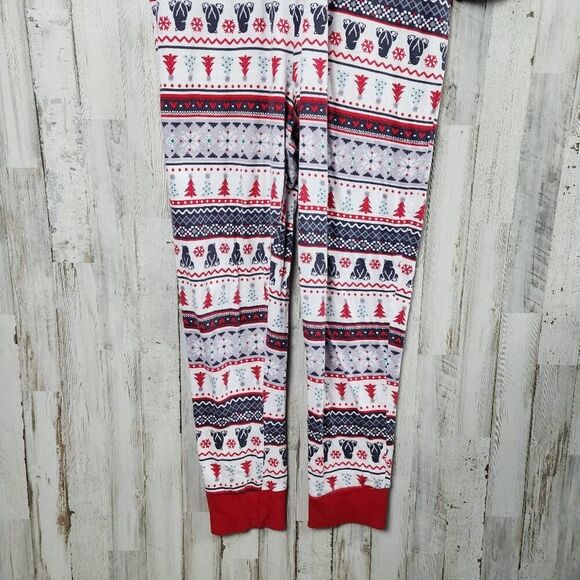 Cuddl Duds Jammie Fair Isle Holiday Union Suit Pajamas White Red Size Small - Picture 8 of 9